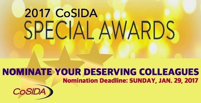 FINAL DAYS! Nominate Deserving Colleagues for 2017 CoSIDA Special Awards